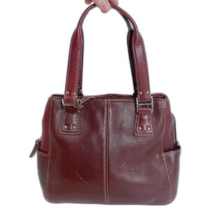 Vintage Fossil 90s Brown Auburn Leather Handbag Shoulder Bag Purse